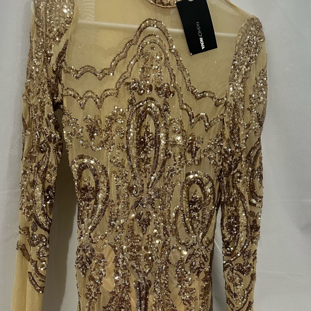 Fashion Nova Elegant Gold Sequin Dress